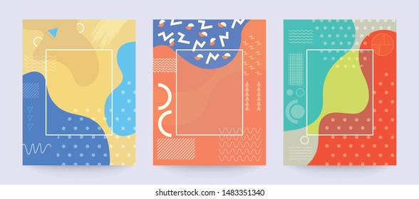 placard templates set with abstract.memphis style for brochure Template Background.geometric  covers, banners, flyers and posters. Eps10 