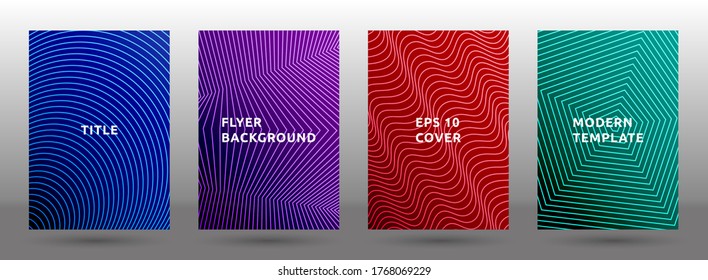 Placard templates vector collection. Minimal halftone pattern covers. Title pages with halftone texture geometric design. Gradient publication cover page layouts. Dynamic backgrounds.