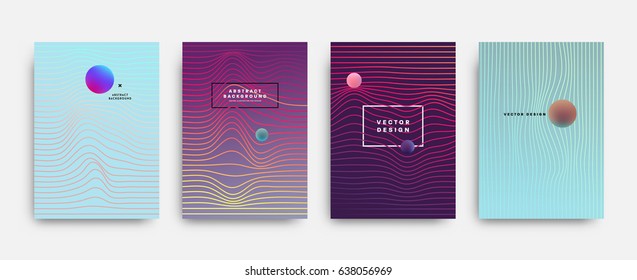 Placards with abstract liquid bubbles shapes, 80s memphis geometric style flat and 3d design elements. Retro art for covers, banners, flyers and posters. Esp10 vector illustration.