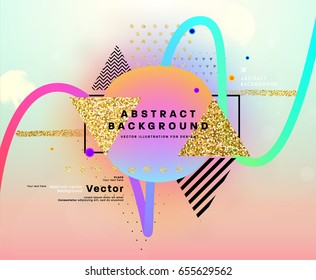 Placas con formas abstractas de burbujas líquidas, elementos planos de estilo geométrico de los años 80 y elementos de diseño 3d. Arte retro para portadas, pancartas, volantes y afiches. Ilustración vectorial Esp10.
