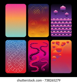 Placards with abstract liquid bubbles shapes, 80s memphis geometric style flat and 3d design elements. Retro art for covers, banners, flyers and posters. Esp10 vector illustration.