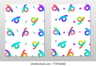 Placards with abstract liquid shapes, 80s memphis geometric style flat and 3d design elements. Retro art for covers, banners, flyers and posters. Esp10 vector illustration.Abstract blending liquid