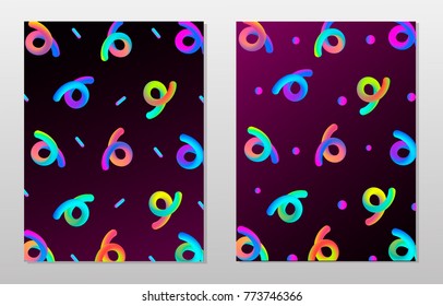 Placards with abstract liquid shapes, 80s memphis geometric style flat and 3d design elements. Retro art for covers, banners, flyers and posters. Esp10 vector illustration.Abstract blending liquid