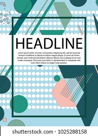 Placards with abstract shapes, 80s memphis geometric style flat design for cover, banner, flyer and poster