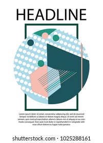 Placards with abstract shapes, 80s memphis geometric style flat design for cover, banner, flyer and poster