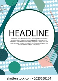 Placards with abstract shapes, 80s memphis geometric style flat design for cover, banner, flyer and poster