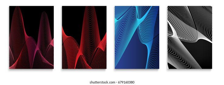 Placards with abstract shapes, 80s memphis geometric style flat and 3d design elements. Retro art for covers, banners, flyers and posters. Esp10 vector illustration.