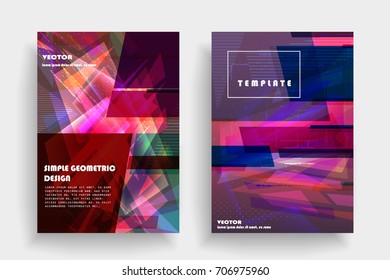 Placards with abstract shapes, geometric style flat and 3d design elements. Futuristic art for covers, banners, flyers and posters. Esp10 vector illustration.