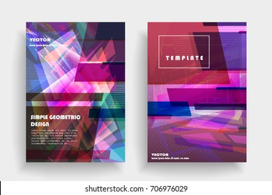 Placards with abstract shapes, geometric style flat and 3d design elements. Futuristic art for covers, banners, flyers and posters. Esp10 vector illustration.