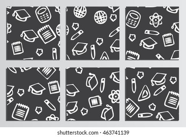 Placards, Posters. Back to school background. Branding template with back to school pattern