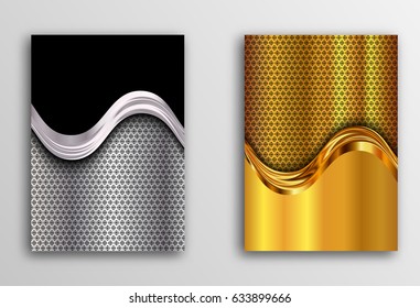 Placards, posters, flyers and banner designs. Luxury vector metal background