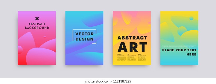 Placards set with abstract fluid shapes trendy backgrounds designs. Eps10 vector illustration.