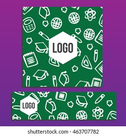 Placards with Web Banner with back to school pattern. Back to school branding background