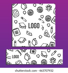 Placards with Web Banner with back to school pattern. Back to school branding background