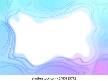 Place for advertising, announcements, banner, flyer cut out of paper. Background in winter cold colors. Vector illustration