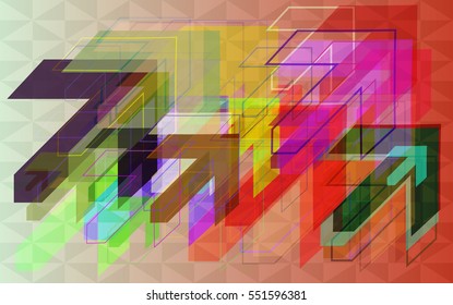 place around different arrows vector background, contrasting structure with view