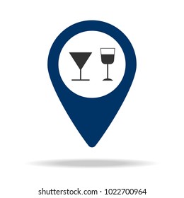 place bar in blue map pin icon. Element of map point for mobile concept and web apps. Icon for website design and development, app development. Premium icon on white background