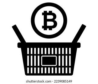 colocar en la cesta de bitcoins para la compra. criptomonedas engañadas. ilustración vectorial plana.