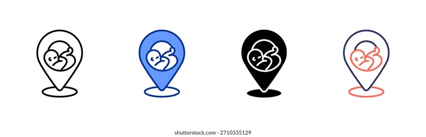 Place Of Birth icon set multiple style collection