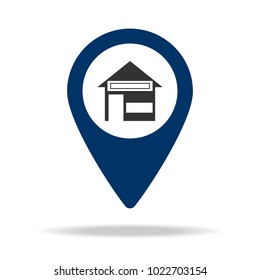 place of building in blue map pin icon. Element of map point for mobile concept and web apps. Icon for website design and development, app development. Premium icon on white background