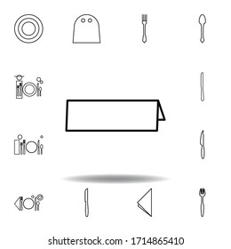 Place Card, Dinner Icon. Set Can Be Used For Web, Logo, Mobile App, UI, UX On White Background