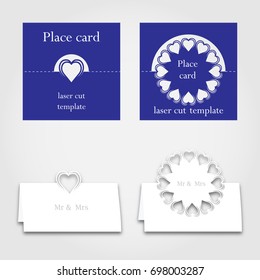 Place card template for laser or plotter cutting.Cutout paperwork.