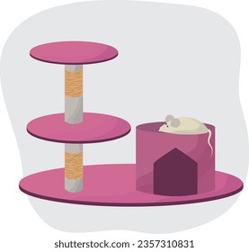 Place for a cat. Cat care. Scratching post. High quality vector illustration.