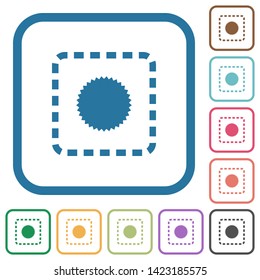 Place certificate simple icons in color rounded square frames on white background