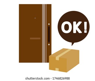 
Coloque el mensajero delante de la puerta. Ilustración vectorial.