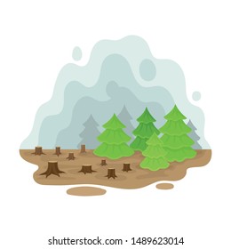 Place deforestation. Vector illustration on a white background.