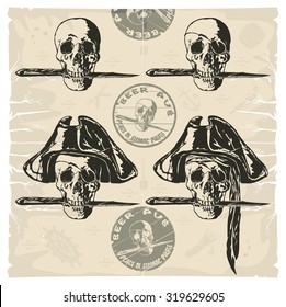 Place of eternal pirate. Pirate head, vector