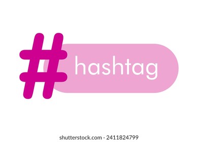 Platz für Hashtag-Symbol. Flat, pink, hashtag Symbol, Ort für Hashtag. Vektorsymbol