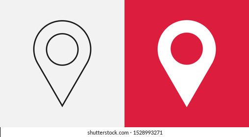 Place Holder Icon, Pin, Vector.Pin Icon Vector. Location Sign. Navigation Map, Gps, Direction, Place, Compass, Contact, Search Concept. Line And Filled Icons Set