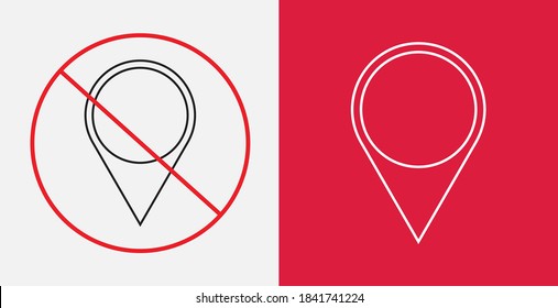 Place Holder Icon. Pin Icon Vector. Location Sign. Navigation Map, Gps, Direction, Place, Compass, Contact, Search Concept. Map Pointer Sign. Prohibited Ban Stop Symbol. No Location Icon. Icons Set