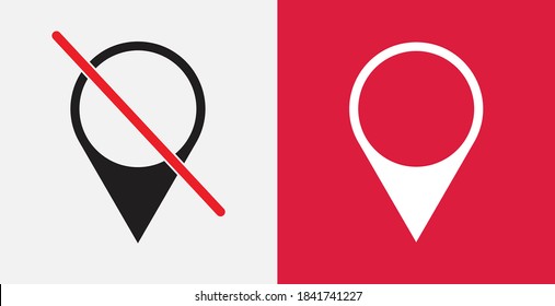 Place Holder Icon. Pin Icon Vector. Location Sign. Navigation Map, Gps, Direction, Place, Compass, Contact, Search Concept. Map Pointer Sign. Prohibited Ban Stop Symbol. No Location Icon. Icons Set