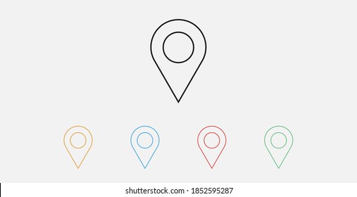 Place Holder Icon, Pin, Vector.Pin Icon Vector. Location Sign. Navigation Map, Gps, Direction, Place, Compass, Contact, Search Concept. Set Of Colorful Flat Design Icons