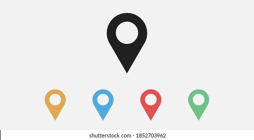 Place Holder Icon, Pin, Vector.Pin Icon Vector. Location Sign. Navigation Map, Gps, Direction, Place, Compass, Contact, Search Concept. Set Of Colorful Flat Design Icons