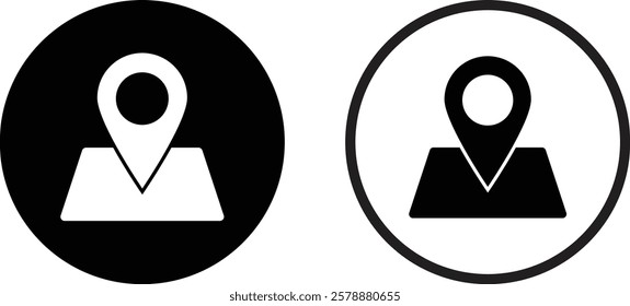 Place holder icon set in two styles . Map pointer icon . Location pin icon . Vector illustration