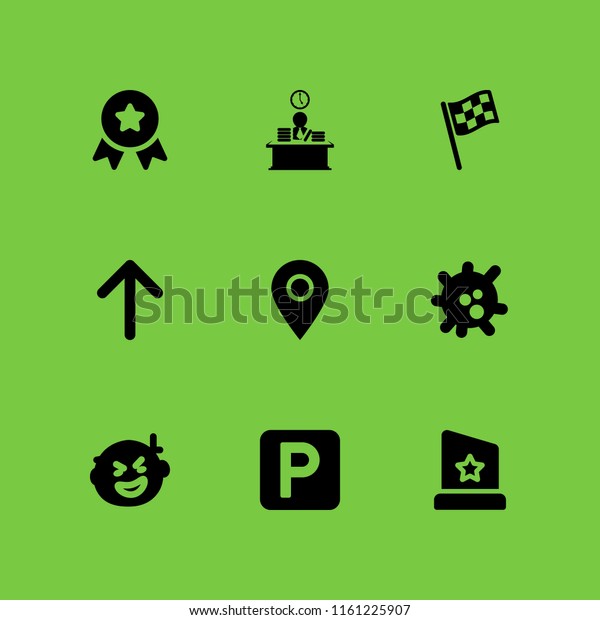 place icon. 9 place set with\
virus, racing flag, award and japan vector icons for web and mobile\
app