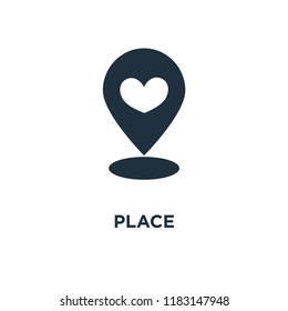 Place icon. Black filled vector illustration. Place symbol on white background. Can be used in web and mobile.
