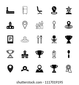 Place icon. collection of 25 place filled and outline icons such as parking, castle, map location, sale location, spoon, office chair. editable place icons for web and mobile.