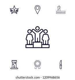 Place icon. collection of 7 place outline icons such as castle, ranking, knife, location. editable place icons for web and mobile.