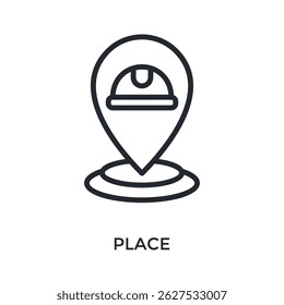 Estilo de contorno de icono de lugar. Ilustración vectorial Para El Diseño gráfico
