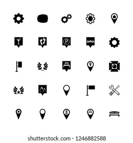 place icon set about building location, pin in the map, rest area pin and pins located vector set