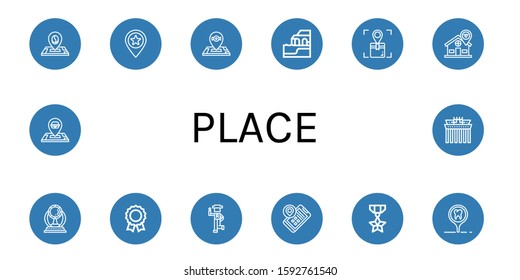 place icon set. Collection of Location, Place, Algarve, Award, Medal, Country, Placeholder, Brandenburg gate icons