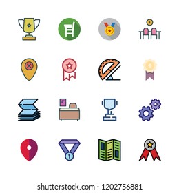 place icon set. vector set about settings, trophy, medal and workspace icons set.