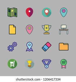 place icon set. vector set about settings, placeholder, office material and desk icons set.