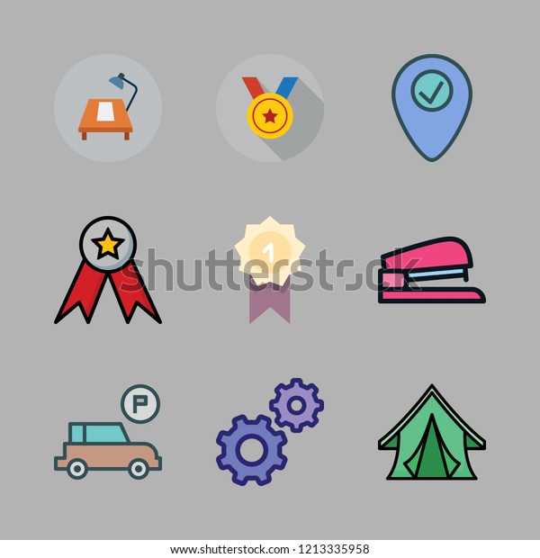 place icon set. vector set about settings,\
desk, placeholder and parking icons\
set.