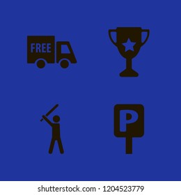 place icon. place vector icons set free delivery, parking sign, trophy cup and baseball player