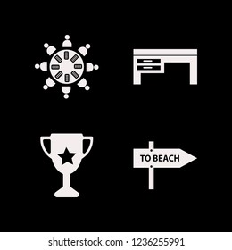 place icon. place vector icons set trophy cup, beach direction, work group at the table and desk